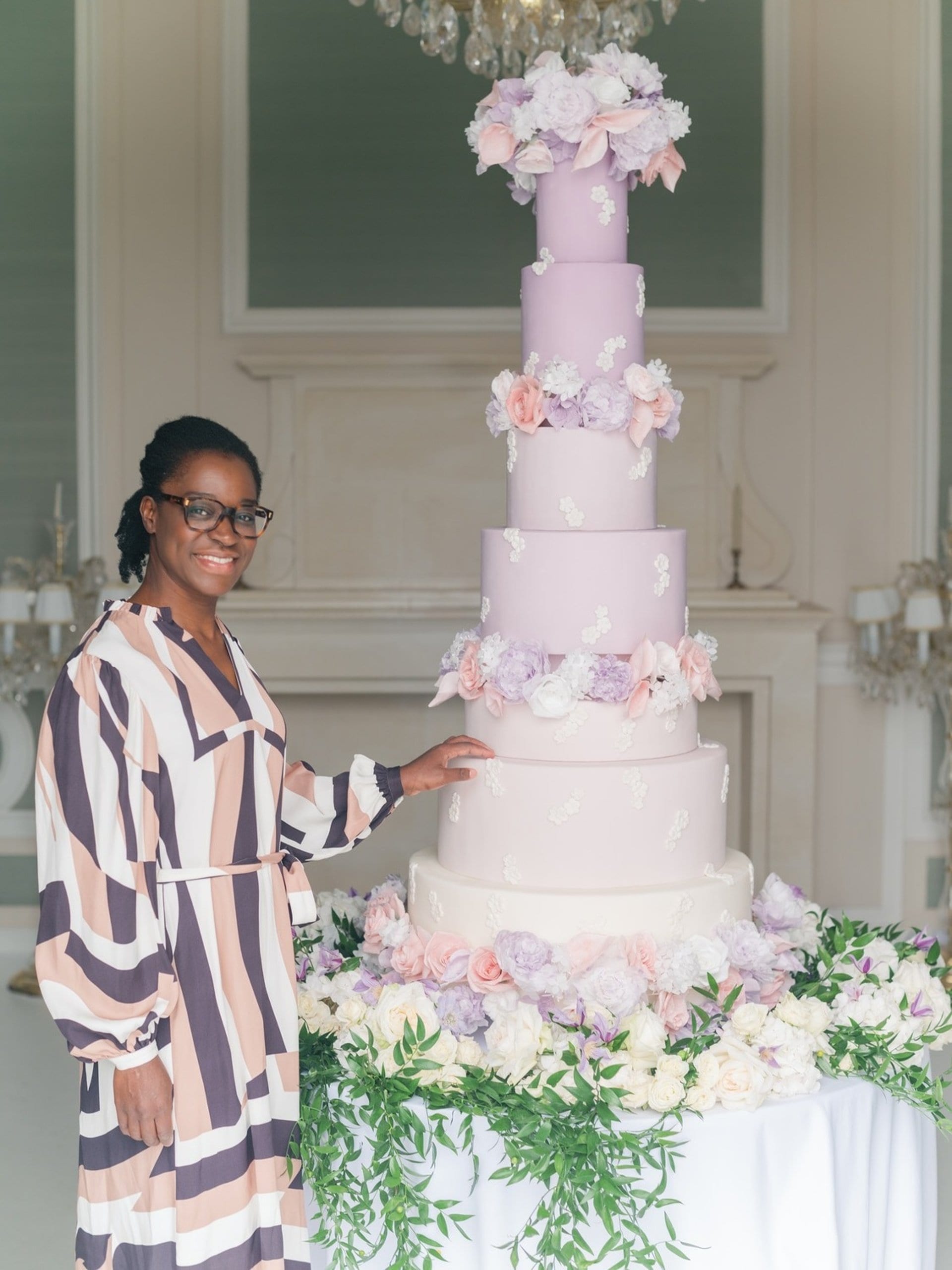 Eight-tier architectural wedding cake sculpted in sugar paste, Paris